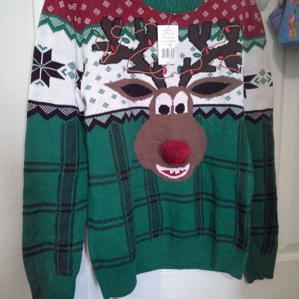 Ugly Christmas Sweater Brand - Reindeer Sweater -Small Rudolph
